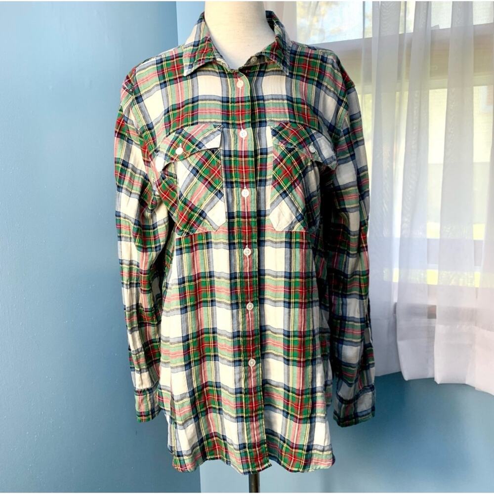 J. Crew White Stewart Tartan Plaid Button Down Shirt Size 8 - Picture 3 of 8